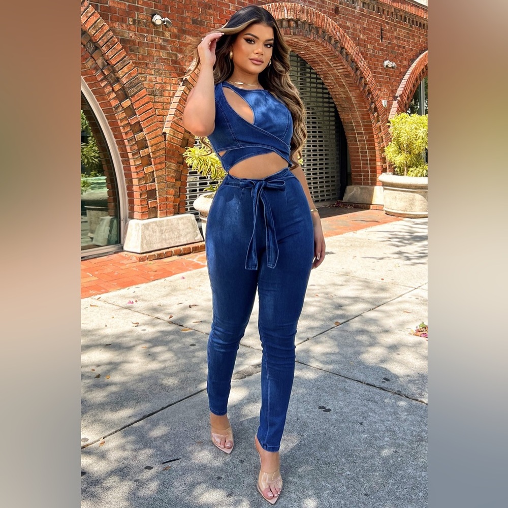 The Boutique Blue Jean Jumpsuit
